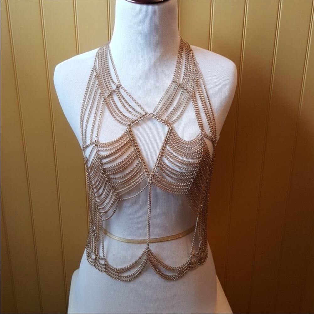 BCBGMAXAZRIA Women's Metallic Gold Tone Body Chain